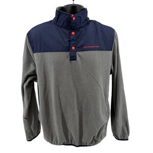 Southern Tide Fleece Pullover Mens XL Grey Navy Snap Neck Colorblock Mock Neck